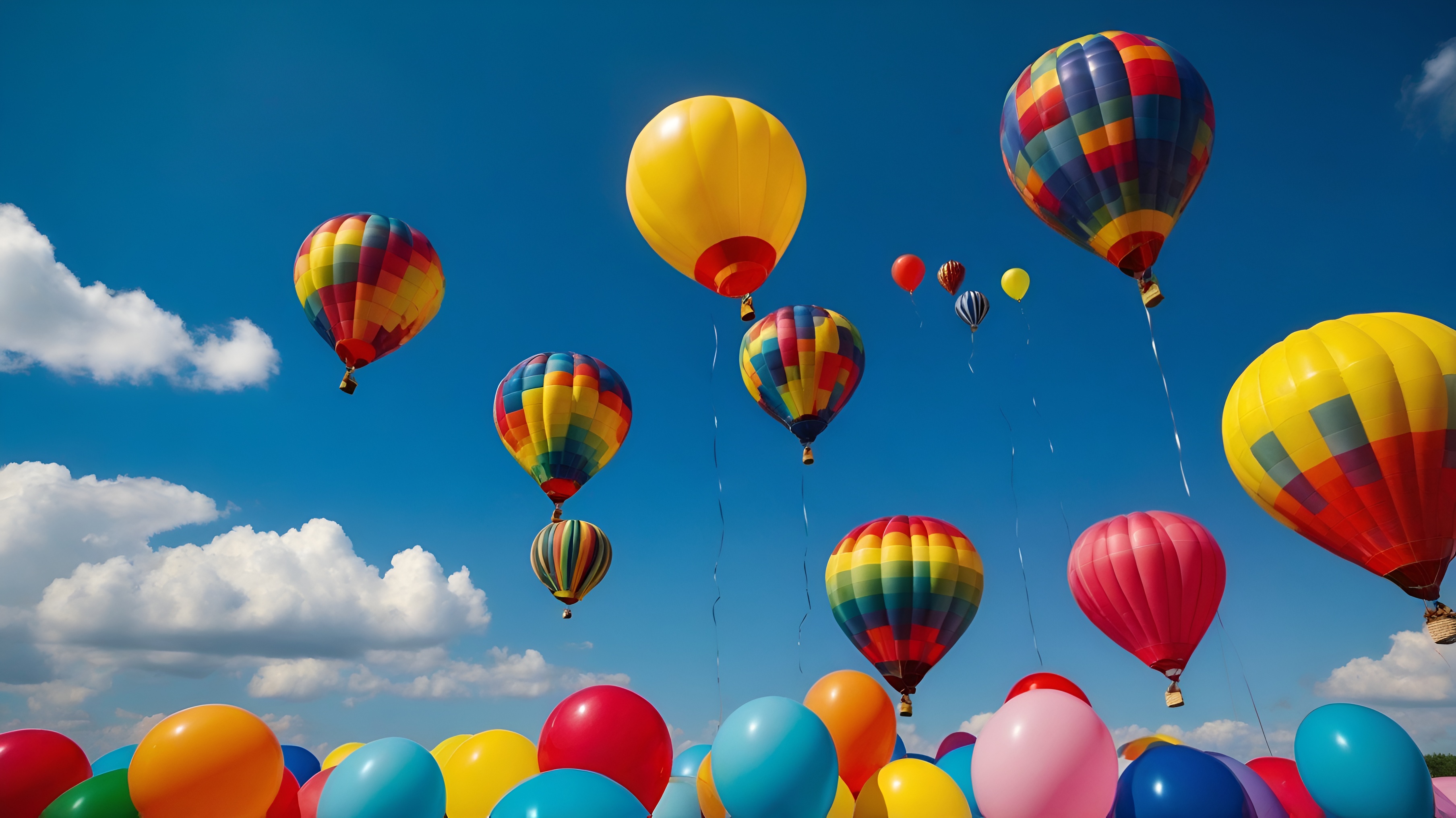 colorful balloons in blue sky