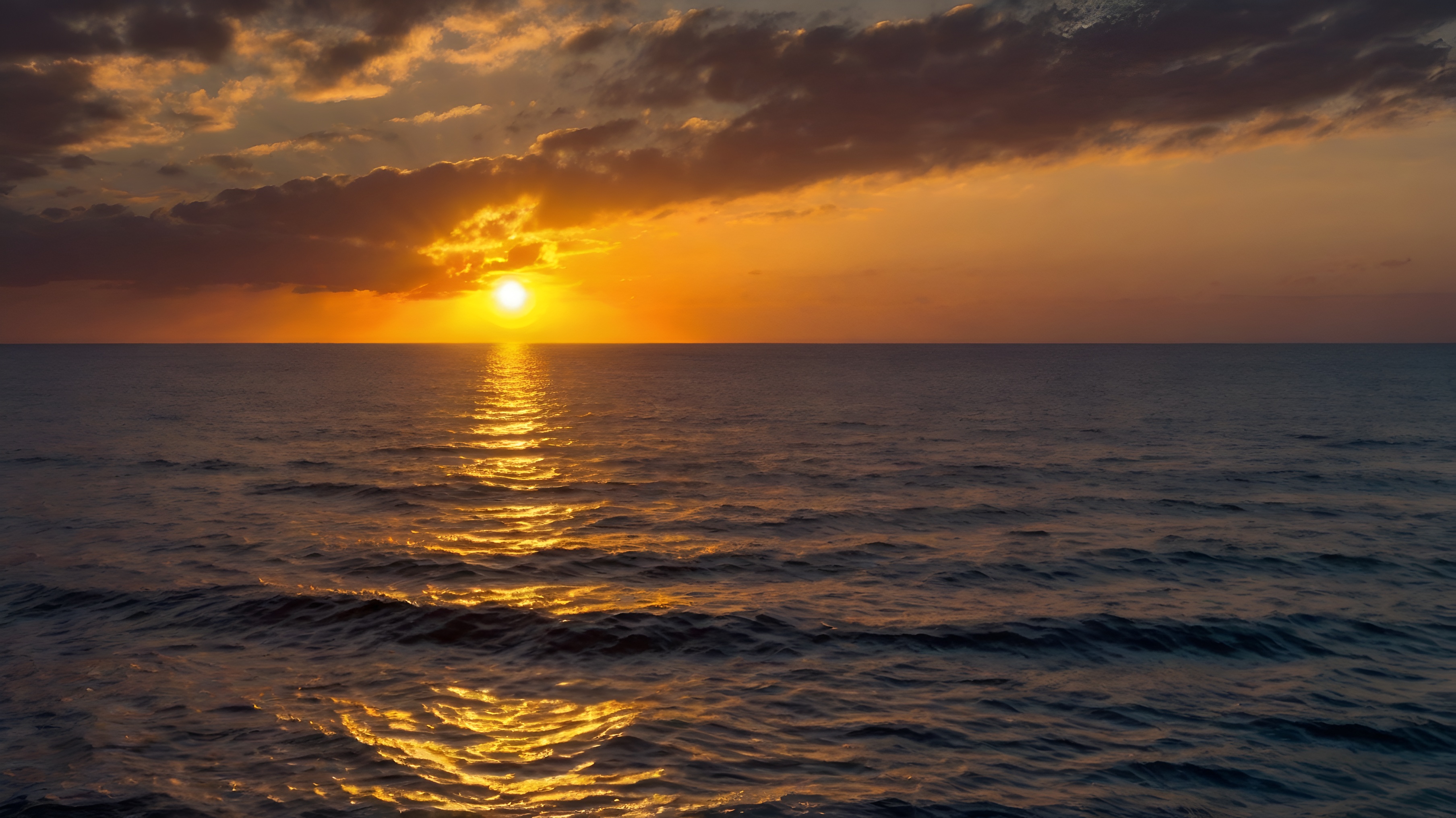 glowing sunset over ocean