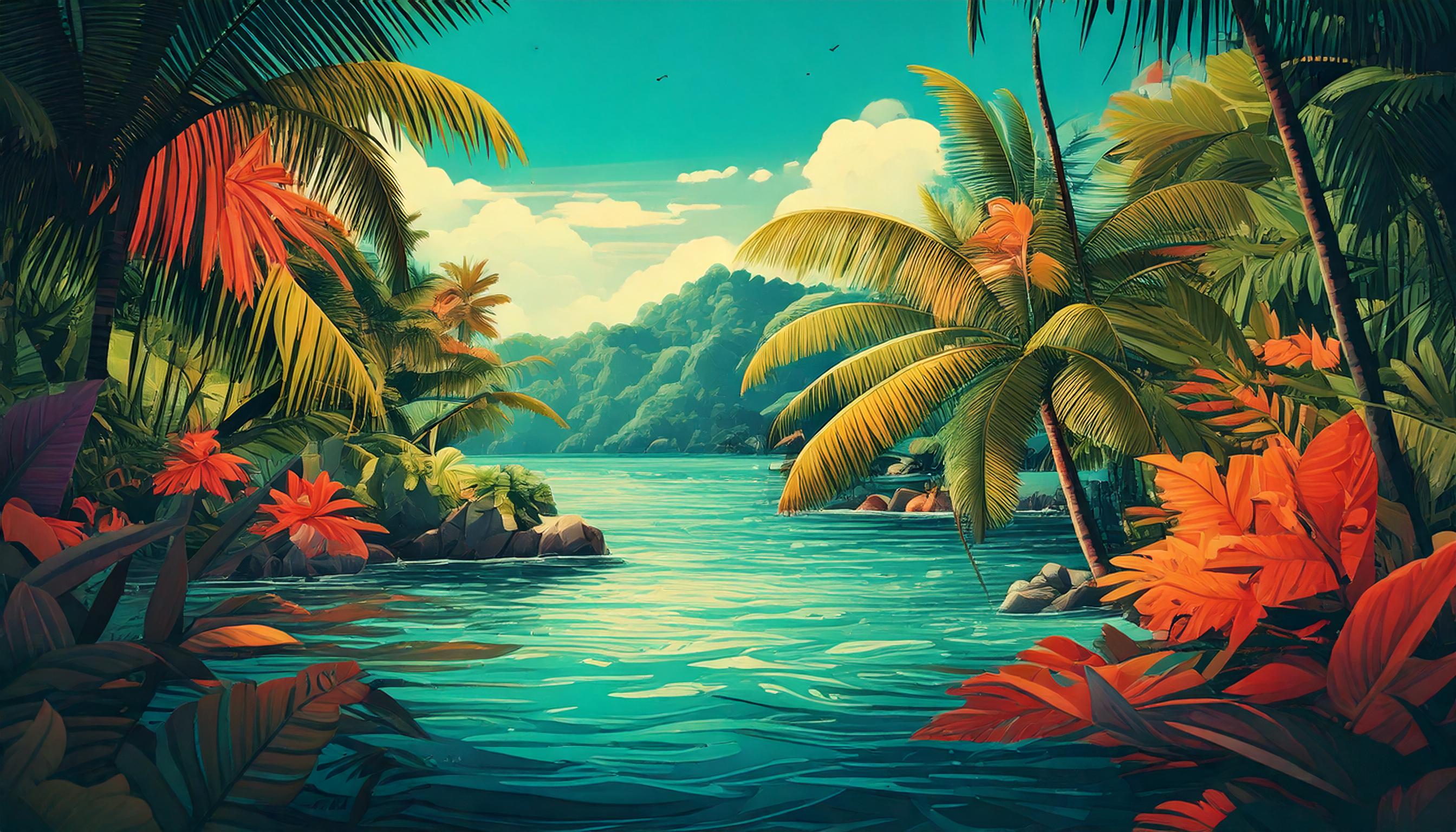 vibrant tropical paradise