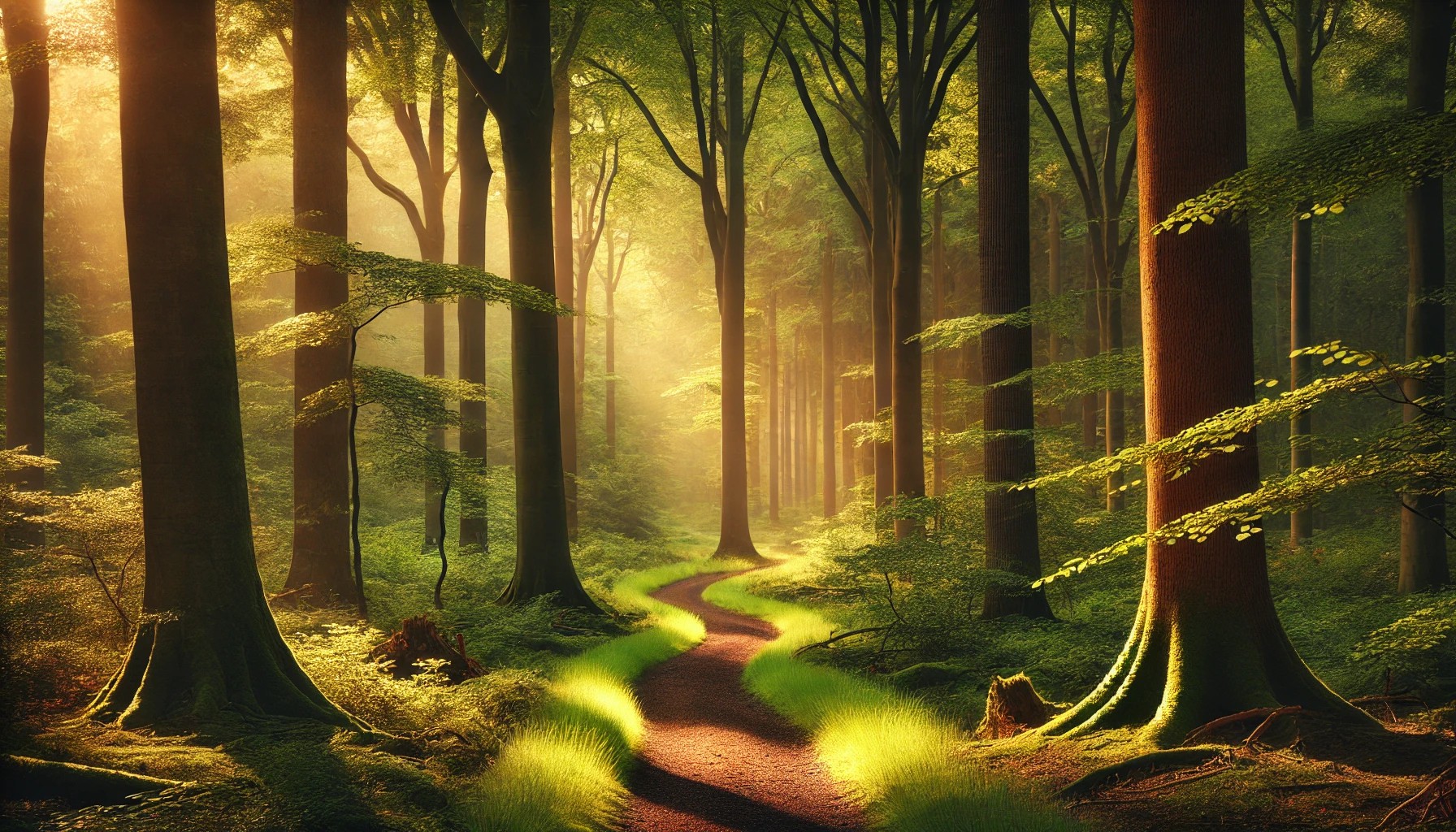 forest path with sunlight