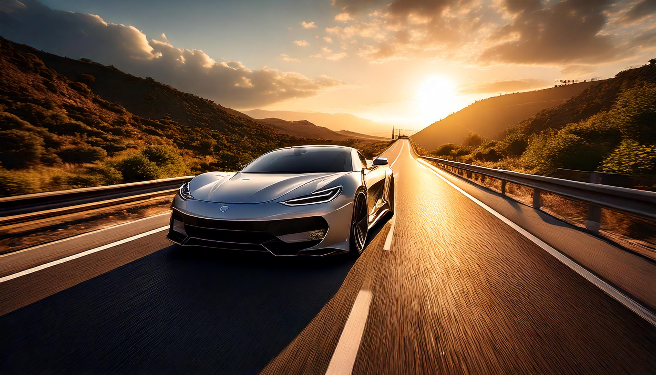 luxury sports car on a highway