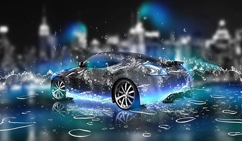 3d car water splash