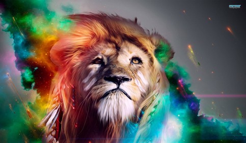 3d colorful lion