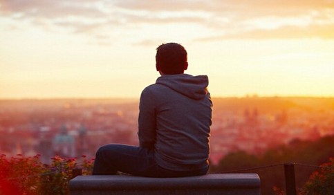 alone boy sitting