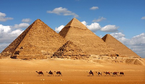 egypt cairo pyramids of giza and camels