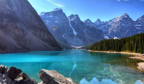 mountains nature lake view