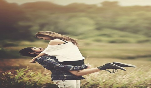 romantic couple in fields