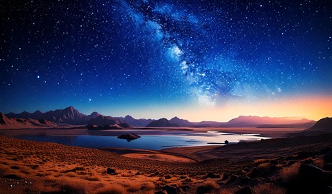 starry night sky over desert